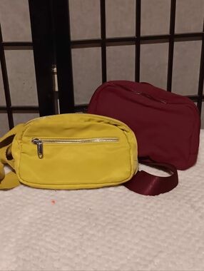 Yellow and Burgundy Crossbody Bags - Set of Two